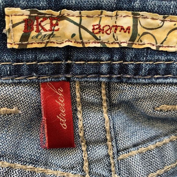 BKE Denim Jeans Women 27 Boot Cut Style BRITM Distressed White Stitching - Picture 11 of 13